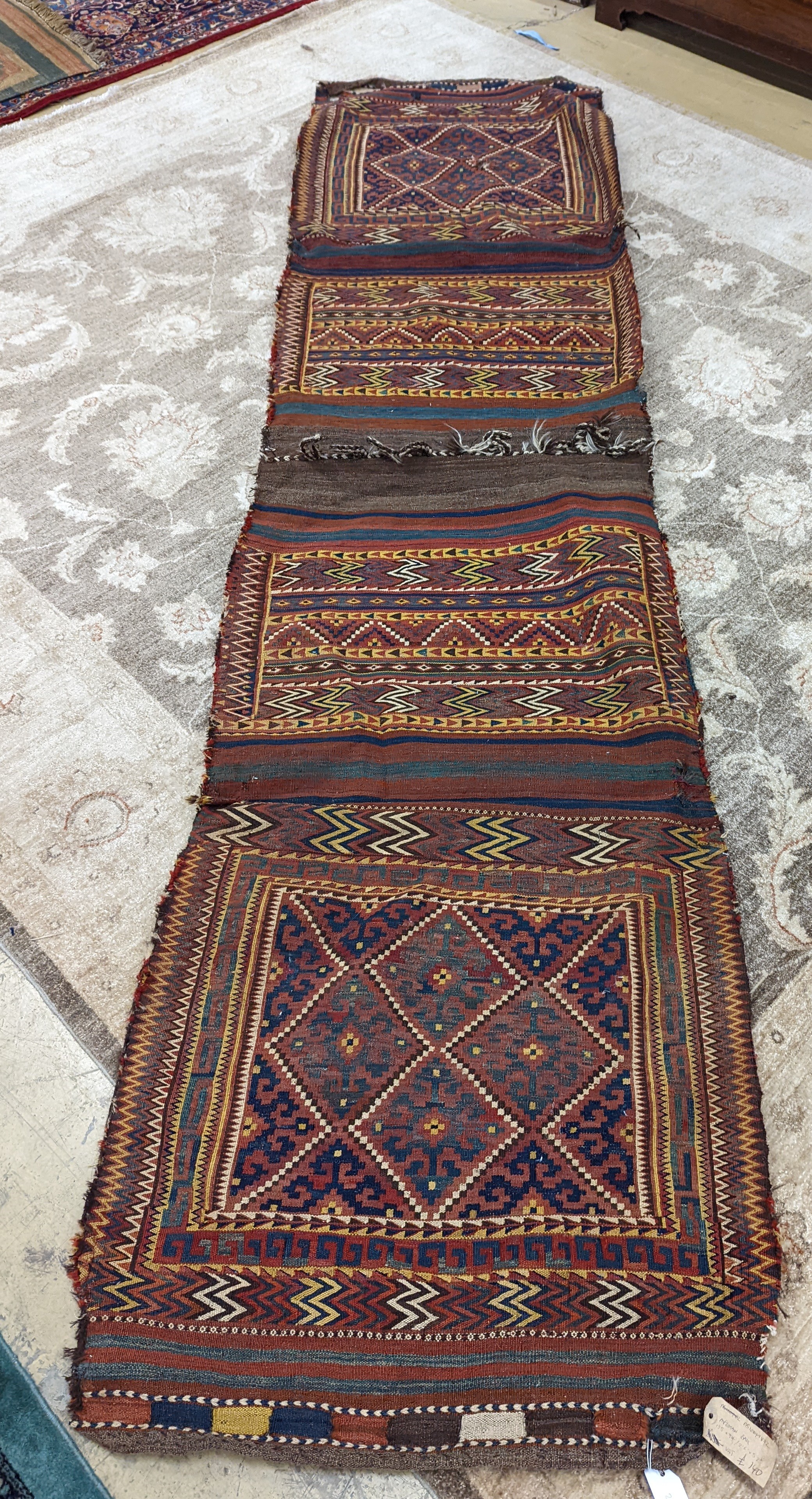 An Afghan Kelim bag/wall hanging, 280 x 78cm